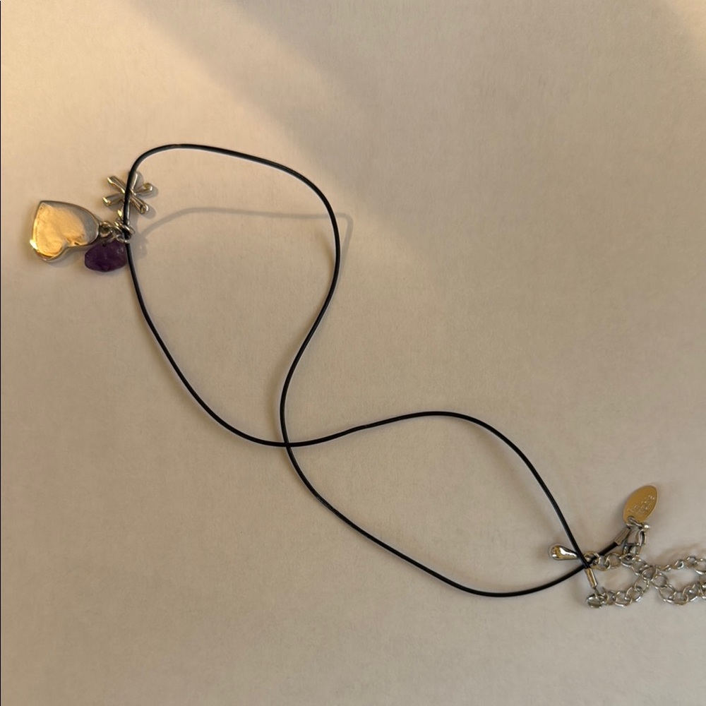 Lia Sophia Silver and Purple Heart Necklace